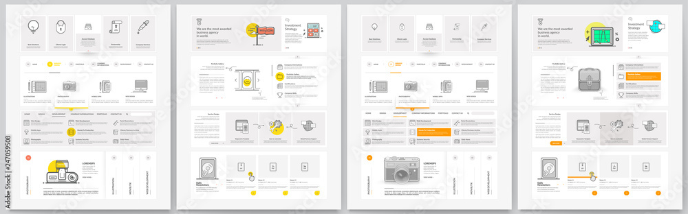 Wall mural business website template elements collection.
