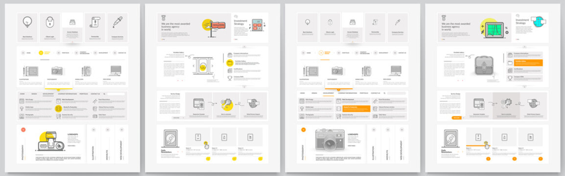 Business website template elements collection.