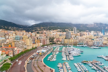 Obraz premium Monaco, bay of Monte Carlo with the marina, luxury buildings and towers