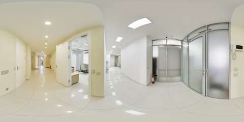 Obraz na płótnie Canvas The corridor connecting the two wings of the hospital panorama 360 degrees