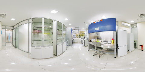 Equidistant scan 360 panoramas of the laboratory of the clinic of problems of human diseases....