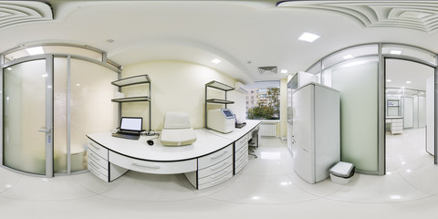 Not a big cozy laboratory for studying the structure of human cell isolation of DNA and rna viruses study 360 degrees panorama of the laboratory complex of the medical company panorama 360