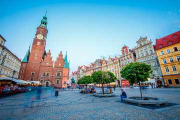Obraz premium Location place Wroclaw Market Square, Poland.