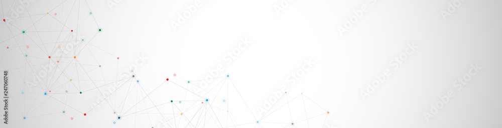 Wall mural geometric abstract background with connected dots and lines. global network concept and communicatio