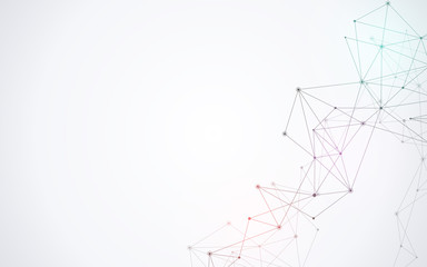 Obraz premium Geometric abstract background with connected dots and lines. Global network concept and communication technology.