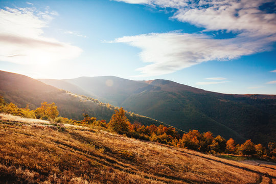 Impressive view of the remote hills. Location Carpathian, Ukraine, Europe.