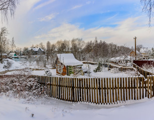 Frosty winter day in the suburbs of St. Petersburg.