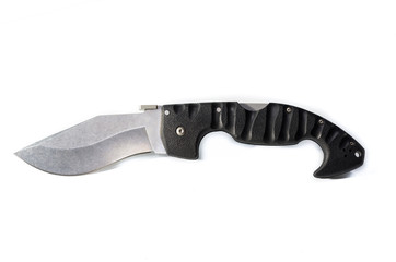 Large folding knife on a white background.