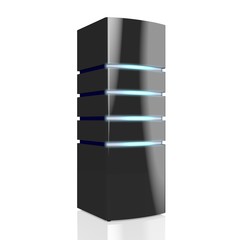 3D modern black server with LED lights - great for topics like datacenter/ hosting/ storage etc.