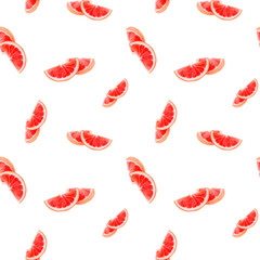 Watercolor hand drawn fresh grapefruit seamless pattern.