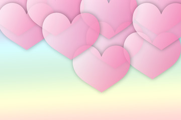 pink transparent hearts background - illustration