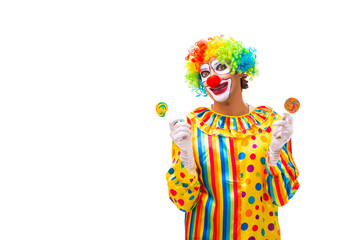 Male clown isolated on white 