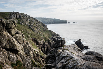 Fototapeta na wymiar Lands End, Cornwall - Scenic view over the cliffs and sea