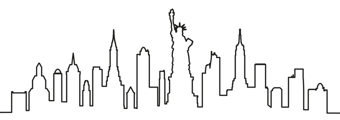 New York city silhouette one line - vector