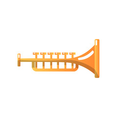 Brass Trumpet Musical Instrument Vector Illustration. White Background.