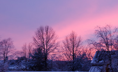 Fototapeta na wymiar Sunset after a Snowstorm