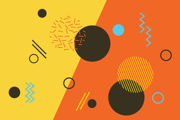 Obraz premium Abstract background pattern made with geometric shapes in Memphis style with bold and bright colors. Fun, playful and modern vector art.