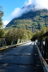 Bridge on State Highway 94, road to Milford Sound, Fjordland, New Zealand