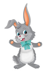 cartoon happy easter rabbit on white background - illustration for children