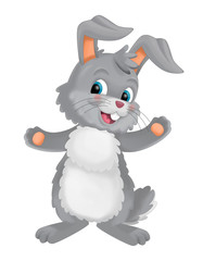 cartoon happy easter rabbit on white background - illustration for children