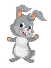 cartoon happy easter rabbit on white background - illustration for children