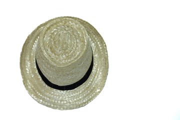 Bamboo summer straw hat on white isolated background 