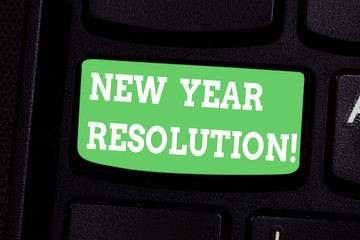 Conceptual hand writing showing New Year Resolution. Business photo showcasing promise that you make yourself start doing something Keyboard key Intention to create computer message idea