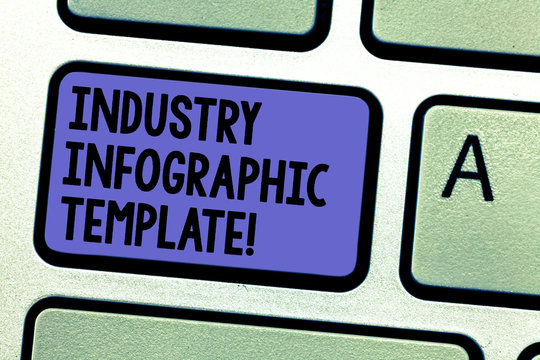 Writing note showing Industry Infographic Template. Business photo showcasing Pattern to use in creating visual image Keyboard key Intention to create computer message pressing keypad idea