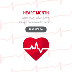 National heart month concept in flat style