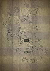 Greece map on concrete background, texture