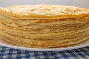 pancakes on a white plate close-up