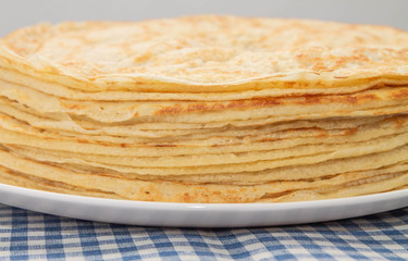 pancakes on a white plate close-up