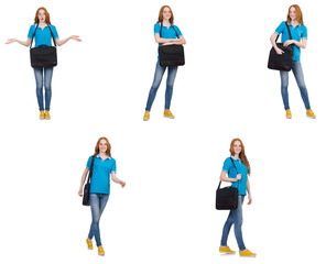 Fototapeta premium Young student isolated on white