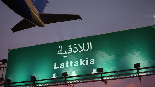 Airplane Take off Lattakia during a wonderful sunrise
