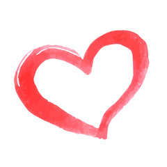 Fototapeta premium Hand painted red heart isolated on white. Watercolor or acrylic painting effect. Grunge heart vector illustration. Valentine’s day greeting card. Easy to edit element of design for your artworks.