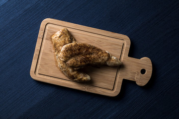 Traditional Spanish tapas dish. BBQ chicken, top view. Copyspace