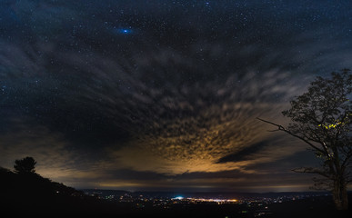 Obraz na płótnie Canvas Milky Way and Stars at Shenandoah National Park beyond the city night.