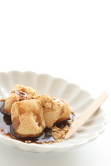 Japanese food, sweet black honey and mochi