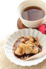 Japanese food, sweet black honey and mochi