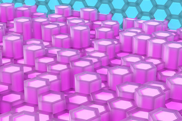Obraz premium 3d rendering, blue hexagonal background