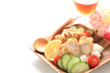 Fried chicken and rice for lunch image