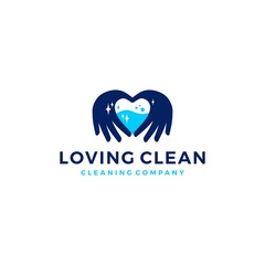 love hand water clean cleaning logo vector icon illustration