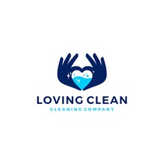 love hand water clean cleaning logo vector icon illustration