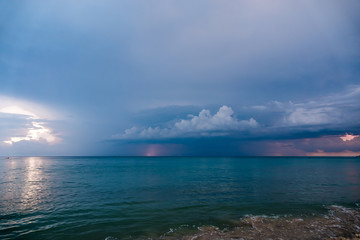 Remote thunderstorm in the open ocean, Phuket, Thailand