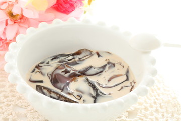 Milk and coffee jelly for dessert image