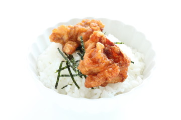 Fried chicken on rice for Japanese don image