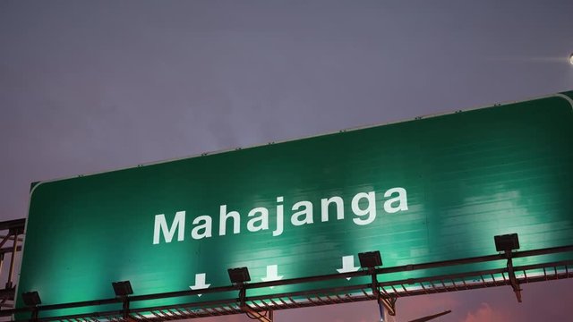 Airplane Landing Mahajanga during a wonderful sunrise