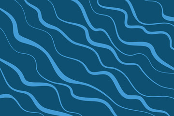 Abstract background pattern made with curvy lines in wave / water abstraction. Simple and modern vector art in blue color.
