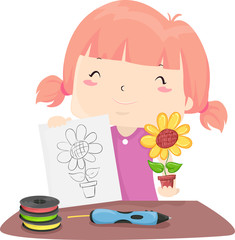 Kid Girl 3D Pen Flower