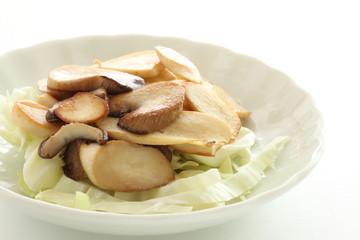 Japanese food, oyster mushroom Eringi stir fried